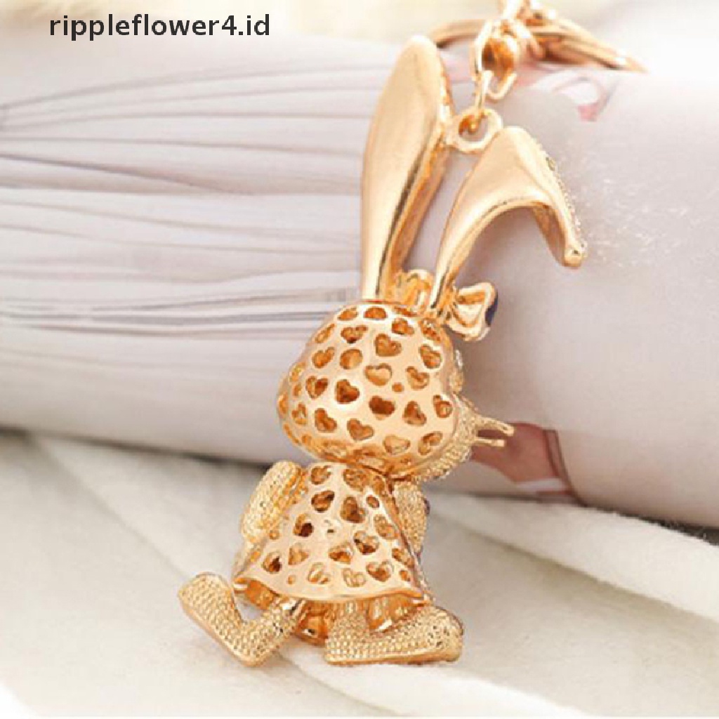 {rippleflower4.id} Kartun Alloy Berlian Imitasi Kelinci Gantungan Kunci Keyring Liontin Tas Tangan Mobil Gantungan Kunci~