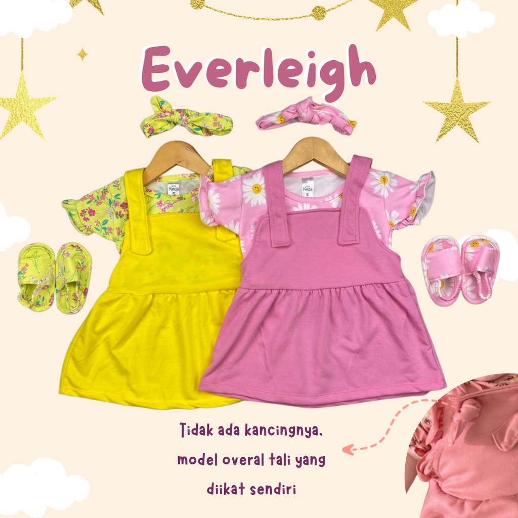 6-20 Bulan OVERALL BAYI EVERLEIGH SET BAJU BAYI FREE HEADBAND DAN SANDAL BY LITTLE KODA VERSI 2