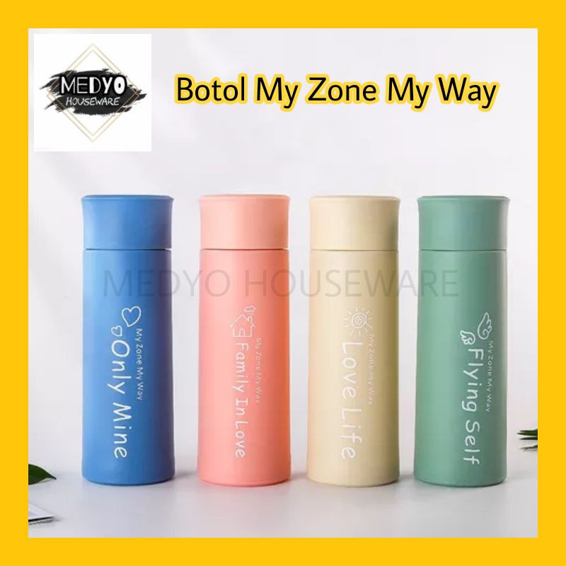Botol Kaca MY ZONE MY WAY Botol Tumber Minum Bahan Kaca Botol Aesthetic 400ml