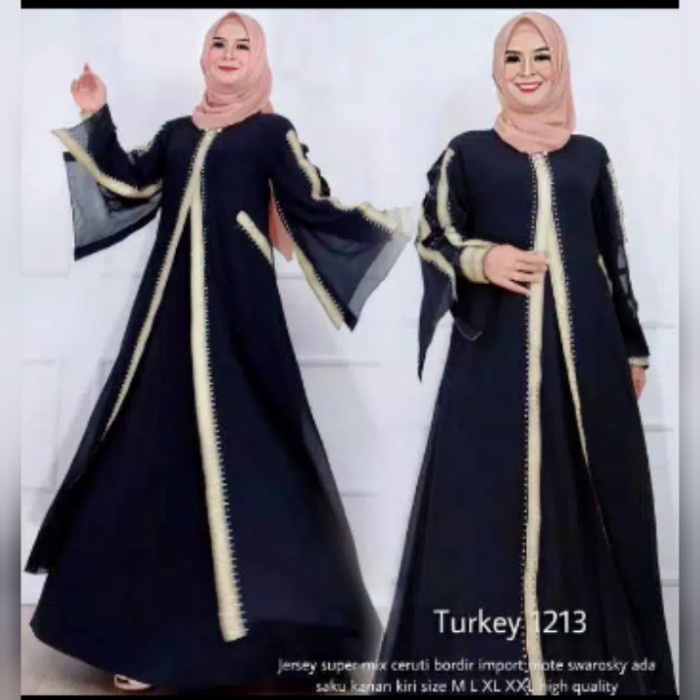 abaya gamis abaya turkey 1213 - Hitam, M(N3F6) abaya simpel abaya remaja abaya dewasa abaya turkey p