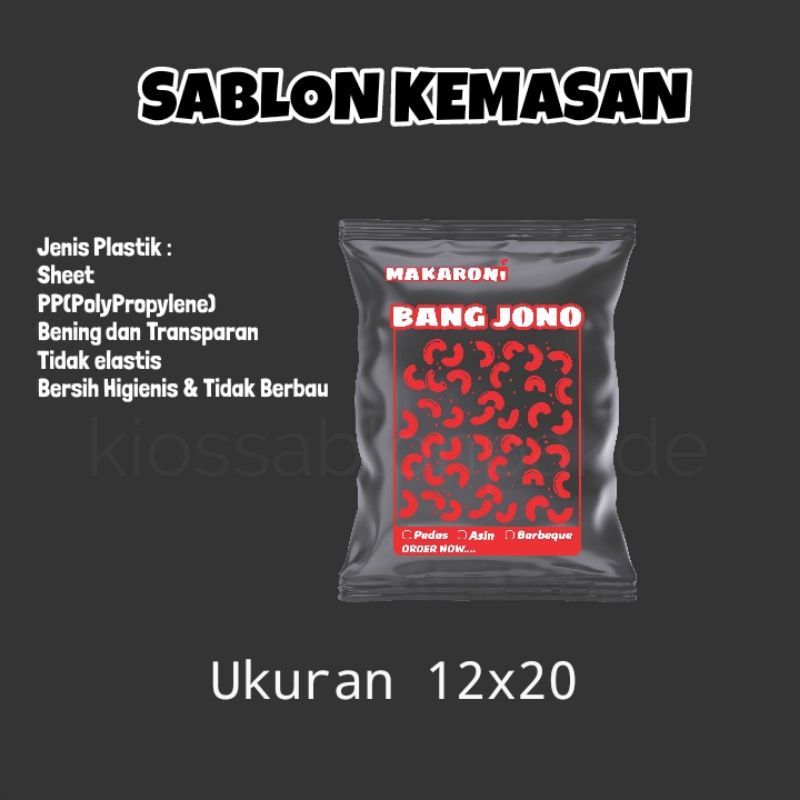sablon plastik snack keripik bening tebal 12x20
