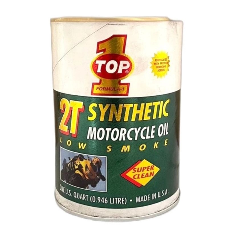 Oli Samping Top1 2T Kaleng Low Smoke Synthetic - 946ml