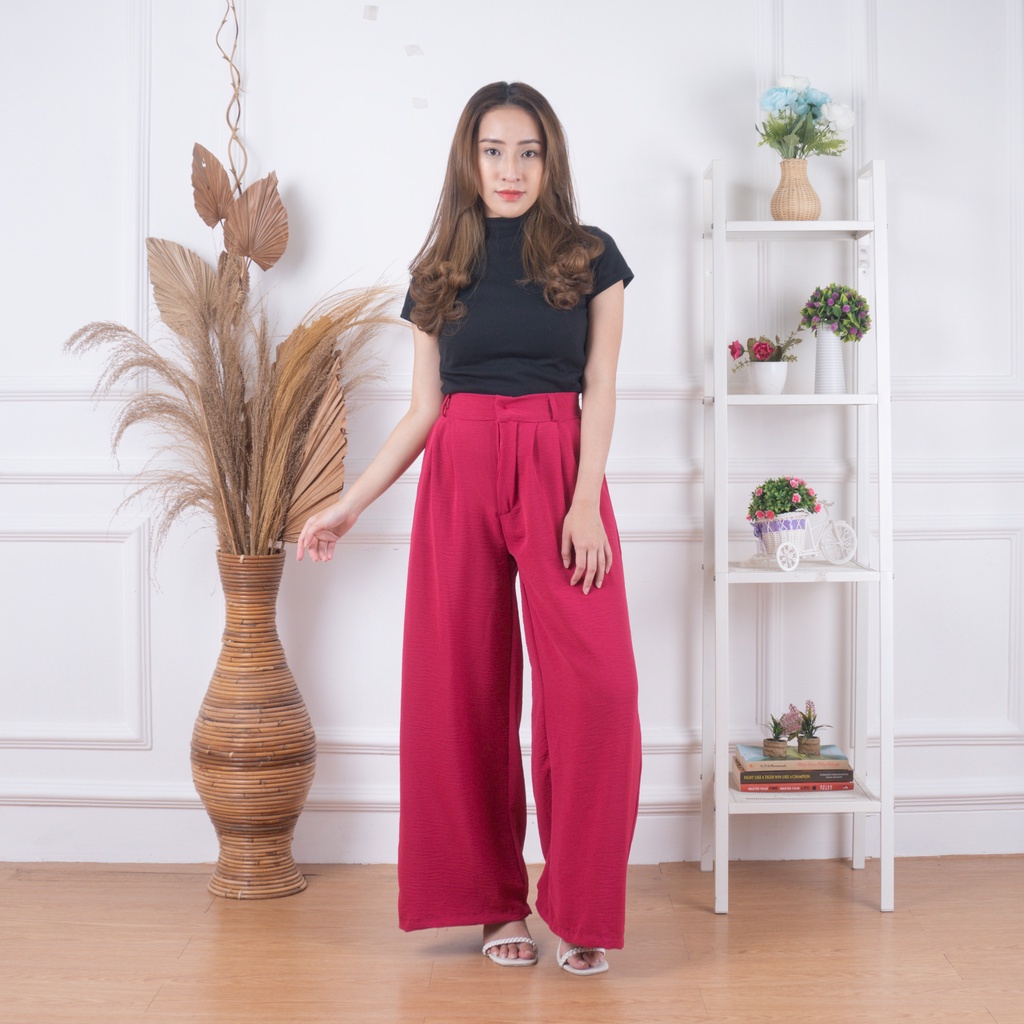 ZASKIYA - YORA PANTS KULOT CRINGKEL / Loose Pants Kancing / Celana Kulot Wanita Crincel/ Celana Kantor Formal/Casual /Trousers Wanita