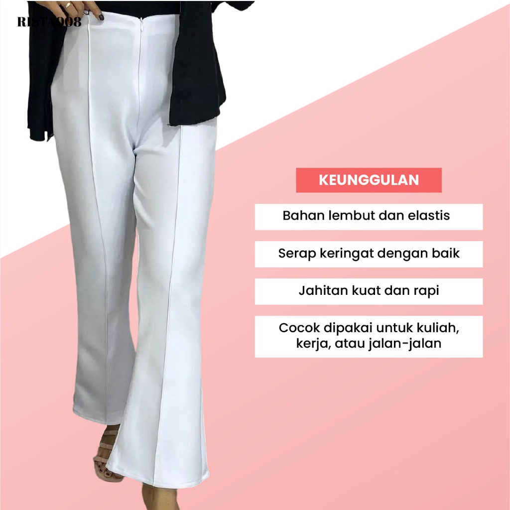 Celana Cutbray Scuba Bawahan Long Pants High Waist Fashion Wanita Outfit Hijab Kekinian