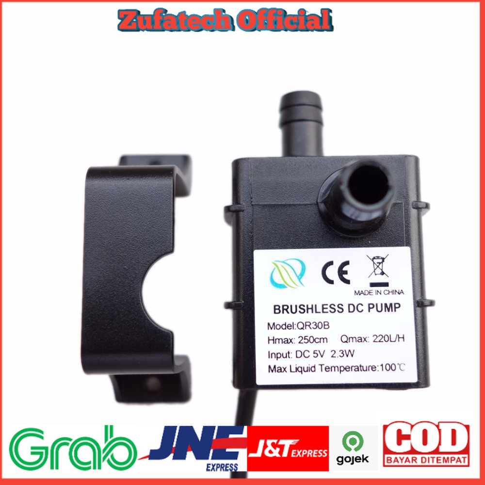 Pompa Air Mini USB Brushless Water Oil Pump Submersible 5V - QR30B - Black
