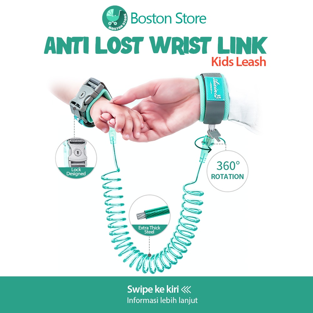 Bostonstore Gelang Tali Pengaman Anak / Child Safety / baby anti lost Tali Pengaman Tangan Anak Anti Hilang 2.5 Meter Child Anti Lost Strap Gelang Harness Pengaman Balita Jalan Anak/ Anti hilang tali SS 1.5m~3m / Tali Pengaman Gandeng Anak Bayi