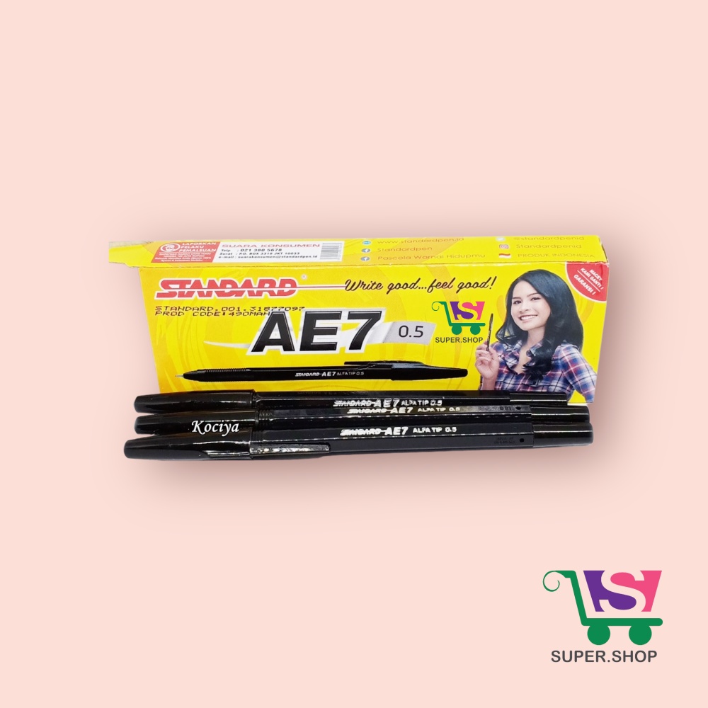 Pulpen / Bolpen Standard AE7 Hitam / Biru / Merah (Satuan)