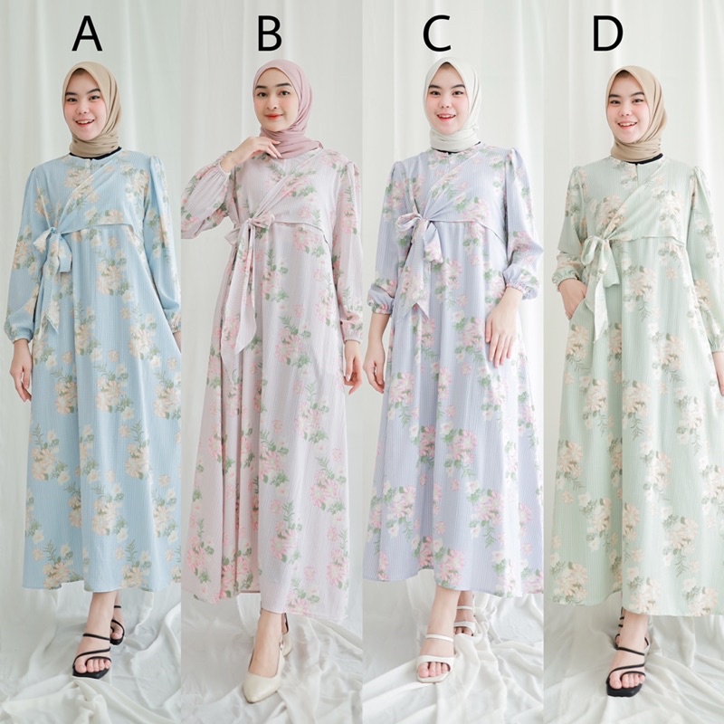 Dress Crinkle /  Busui Friendly / Dress wanita Terbaru / Ootd Kekinian / MELODY MAXI DRESS