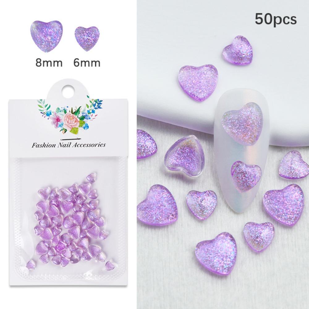 Mxbeauty Heart Nail Art Dekorasi Wanita Shiny Heart Nail Drills Love Heart Manicure Aksesoris Hiasan Kuku Aurora Nail Art Dekorasi