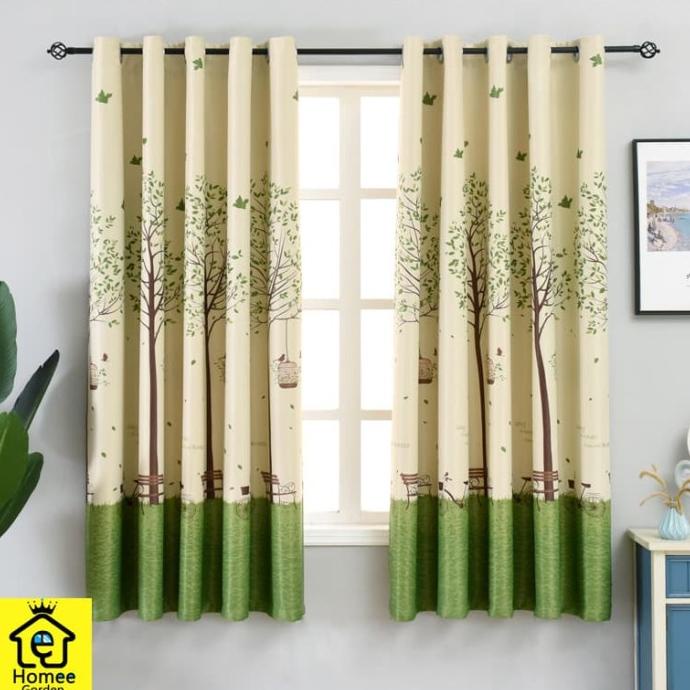 Promo Gorden Minimalis/ Tirai Jendela Minimalis/ Gorden Hijau Coklat