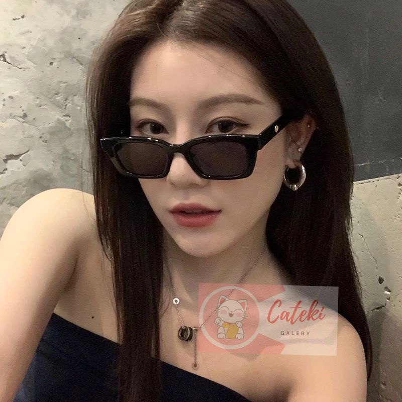 [CTK] PROMO Akesoris Kacamata Hitam Korean Fashion Hitam UV Pria Wanita Pelindung Matahari Anti Radiasi Bentuk Persegi Panjang Kacamata Candy NEW Stylish