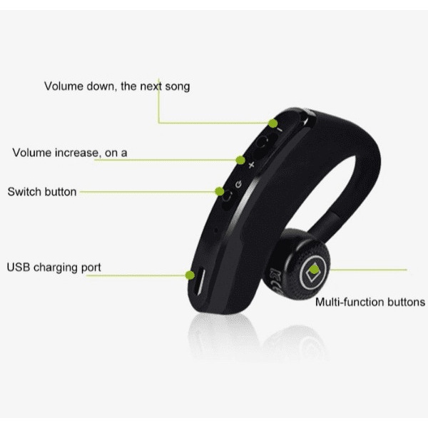 Headset Bluetooth V9 - Wireless Earphone Mic Control Full Bass