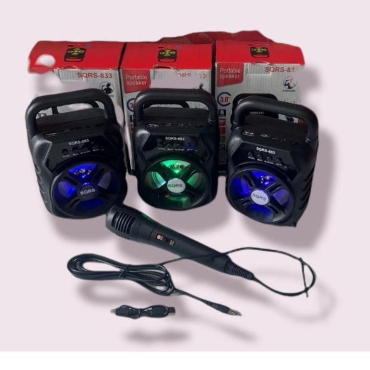 Harga Termurah SQRS-663 Speaker Bluetooth Karaoke SQRS663 Speaker Bluetooth + Mic karaoke
