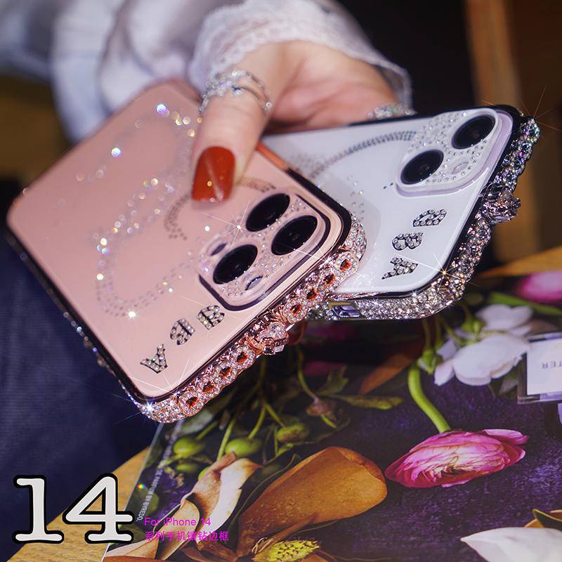 IPHONE Bling Berlian Mibile Ponsel Bumper Armor Case Untuk iPhone14 13 12 11 Pro Plus Case Glitter Berlian Imitasi Bingkai Logam Untuk iPhone14 iPhone13 iPhone12 iPhone11