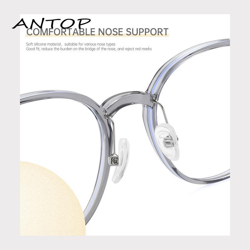 【Antop 】Oval Frame Kacamata Anti Blueray Berubah Warna Putih Flat Blueray Lensa Kacamata Optik