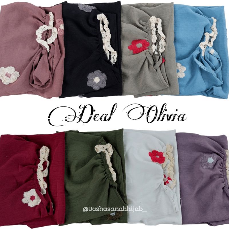 (De.al Hijab) OLIVIA •jilbab instan anak cey airflow embroidry•jilbab anak tali kerut renda