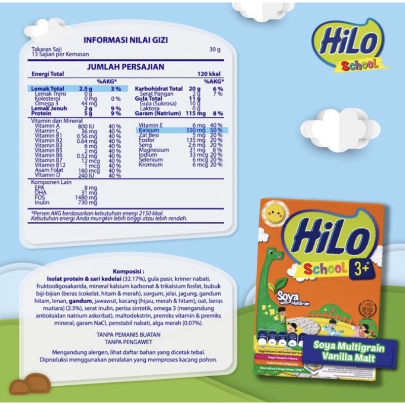 [CASHBACK 5%] HiLo School Chocolate / Vanilla Vegiberi / Strawberry Cheesecake / Cotton Candy / Bubble Gum / Honey 500gr / Original 400gr / HiLo School 3+ Strawberry Pop / Vanilla Malt 400gr Susu Tinggi Kalsium