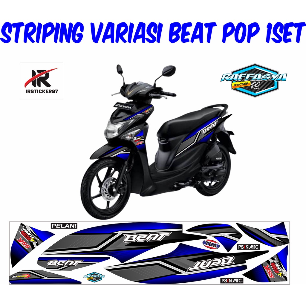 STRIPING VARIASI HONDA BEAT POP LIS BIRU STIKER TERBARU