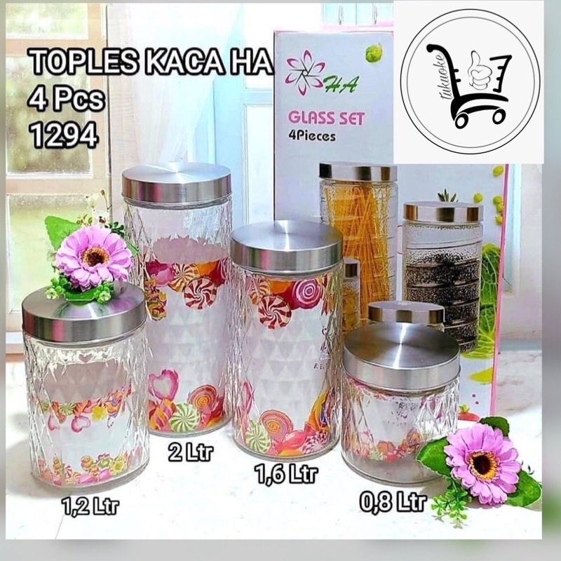 Jual Toples Kaca Isi Pcs Diamond Canister Toples Kue Set In