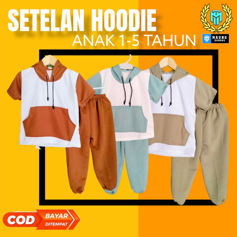 SETELAN HOODIE ANAK LAKI LAKI DAN PEREMPUAN 1-5 TAHUN SET KAOS HOODIE