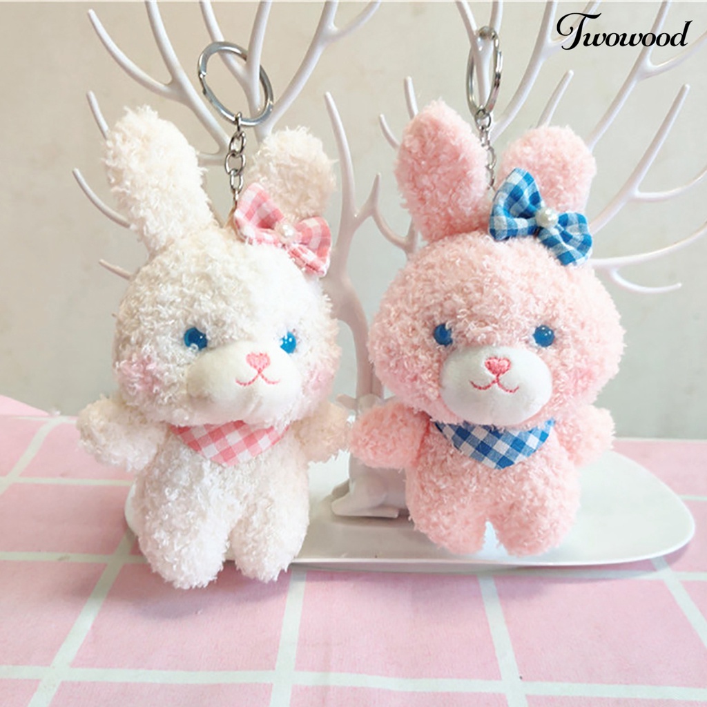 Twowood Rabbit Keychain Multiguna Realistis Tiga Dimensi Berbulu Hadiah Liburan Super Lembut Indah Kartun Kelinci Boneka Mewah Mainan Kunci Liontin Untuk Anak