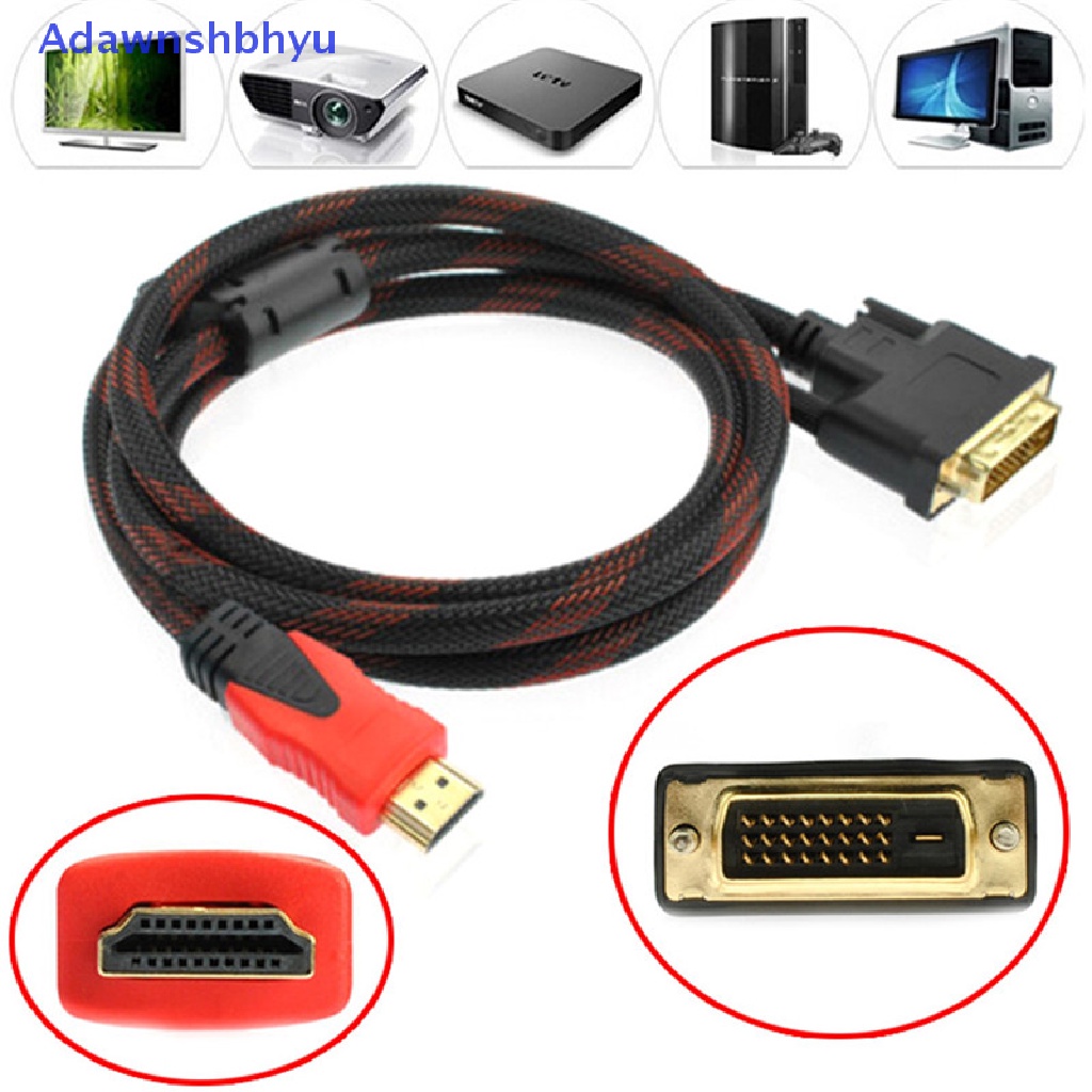 Adhyu 1.5m/5ft HDMI Male to DVI-D 24+1kabel Converter Adapter Male Gold Untuk HDTV ID