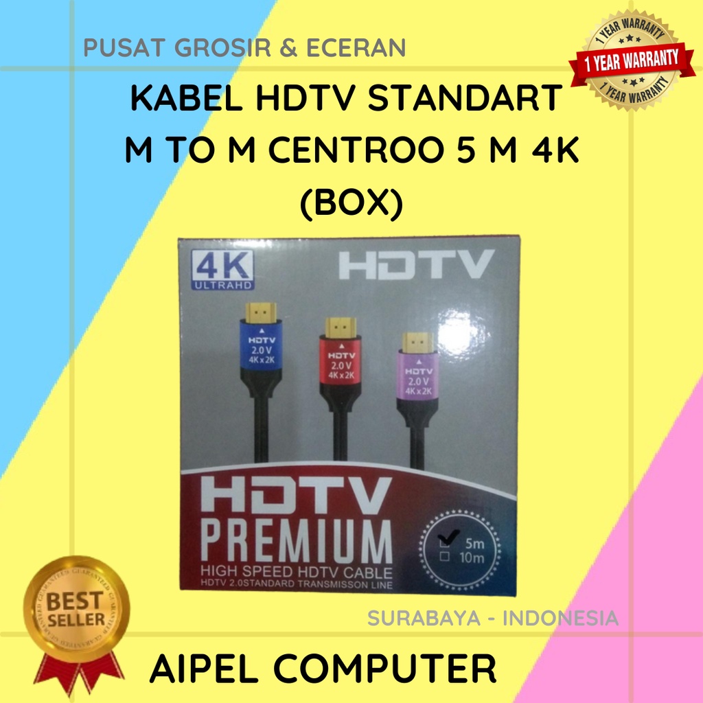 KHC4B5 | KABEL HDTV STANDART MALE TO MALE CENTROO 5 M 4K (BOX)