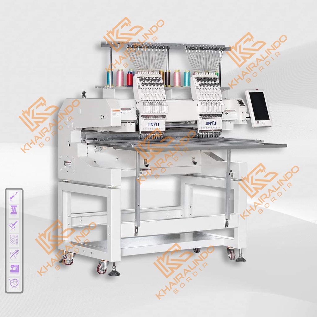 JINYU Mesin Bordir 2 Kepala 12 Warna, Mesin Bordir Komputer