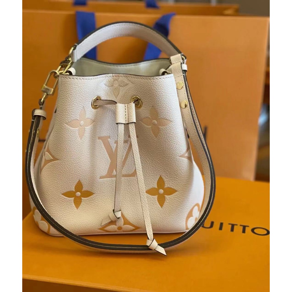 LV/Louis Vuitton 2021 warna baru NéoNoé BB pola lychee kulit sapi tas ember presbyopic tas wanita