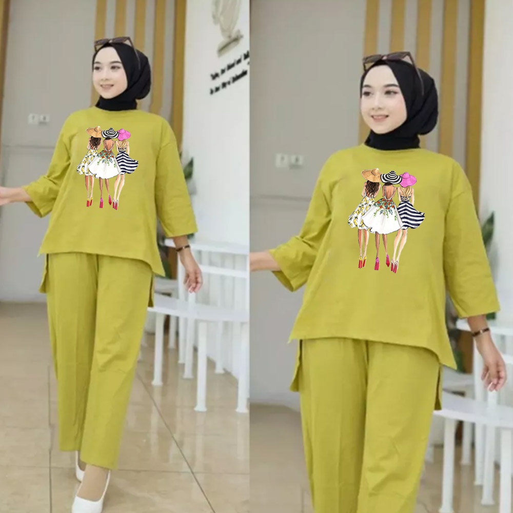 FF SETELAN TUNIK WANITA HIJAB COLABORATION BAHAN BABYTERY IMPORT 06