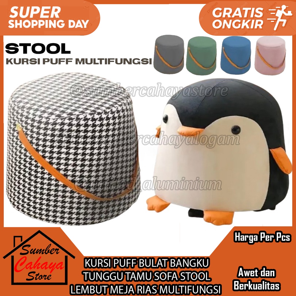 Jual Kursi Puff Bulat Bangku Tunggu Tamu Sofa Stool Lembut Meja Rias Multifungsi Serbaguna Coffe