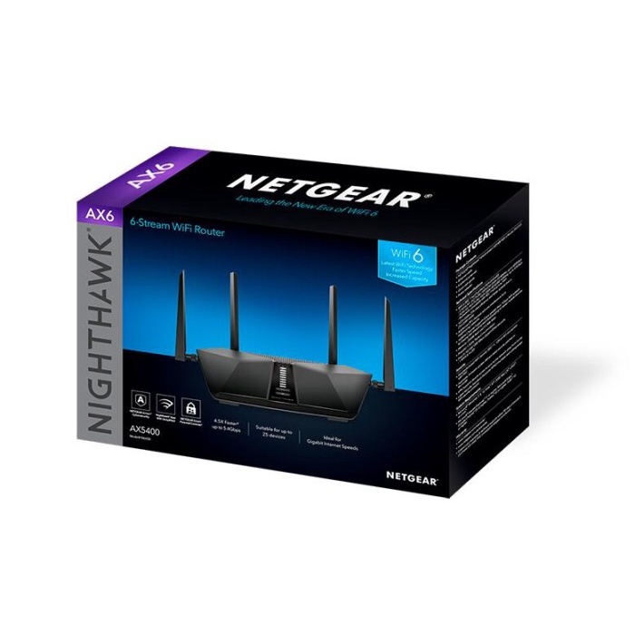 HOT DEALS - Netgear RAX50 Nighthawk AX6 6-Stream AX5400 WiFi 6 Router Dual-Band