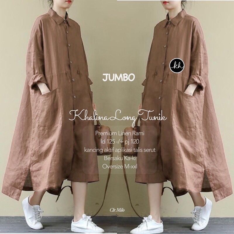 Karina Long Tunik / Long Tunik Linen / Long Tunik Oversize / Long Tunik Jumbo / Dress Korea / Dress 