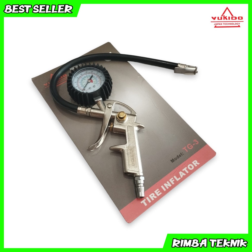 YUKIDO tire inflator model TG-3 alat pengisi angin ban kendaraan mobil motor pengukur tekanan bar