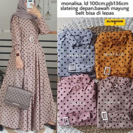((D-3-9 ☎> GAMIS WANITA TERBARU 2021 BAJU GAMIS POLKADOT ANIA #14 KEKINIAN BAJU MUSLIM WANITA viral