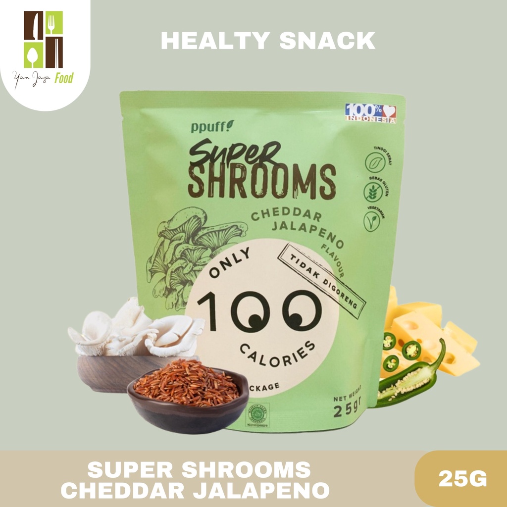 PPUFF Super Shrooms [Roasted Corn/Ceddar Jalapeno] 25g Healty Snack/Makanan Sehat Snack Bebas Gluten