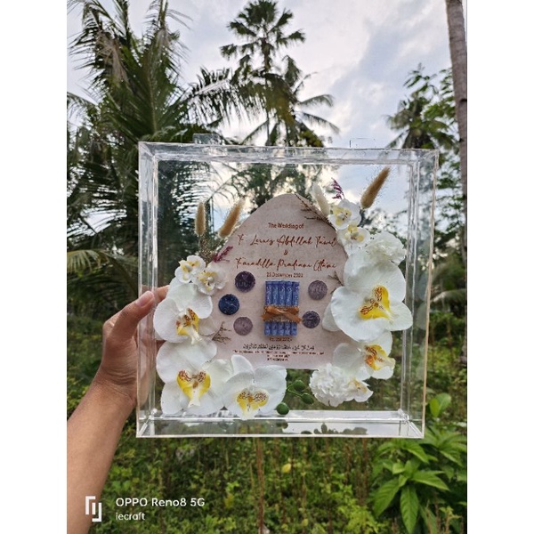 1 HARI JADI Mahar Akrilik Murah Mahar Pernikahan Mahar Anggrek Transparan Akrilik 30x30 cm