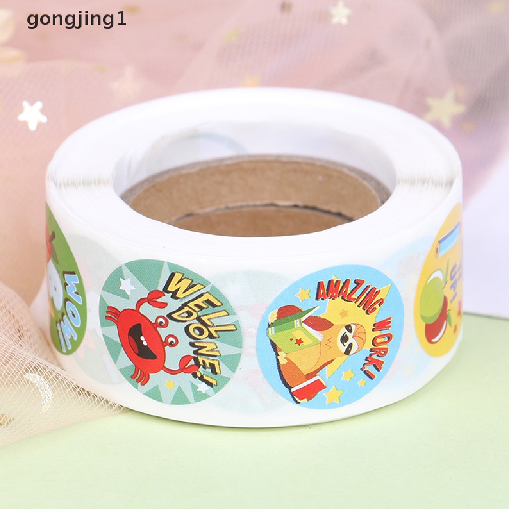 Ggg 500 Pcs Reward Stiker Dorongan Sticker Roll Stiker Anak Hewan Lucu ID