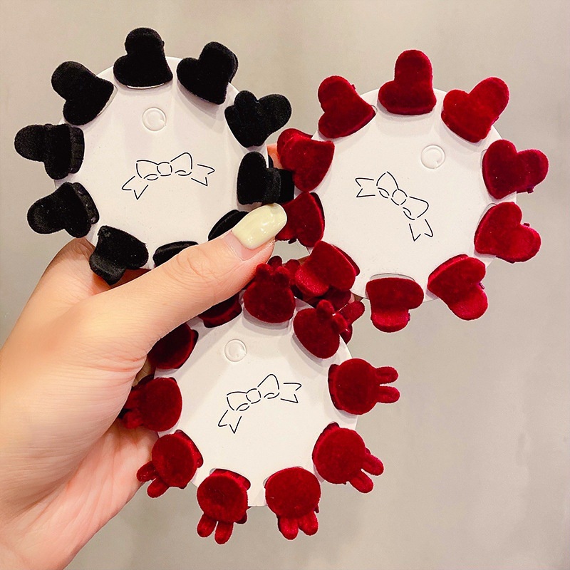 10poni Depan Jepit Rambut Poni Samping Beludru flocking love Kupu-Kupu Kelinci Klip Kecil