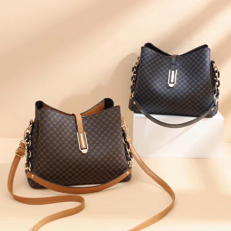 ASIN829 -T10 Tas ember baru tas wanita pola fashion bahu crossbody bag kapasitas besar tas jinjing