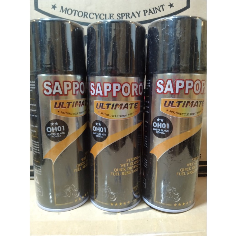 cat spray pilok pilox cat semprot sapporo ultimate saporo ultimate oh01 matte black honda black hitam doff honda 400ml