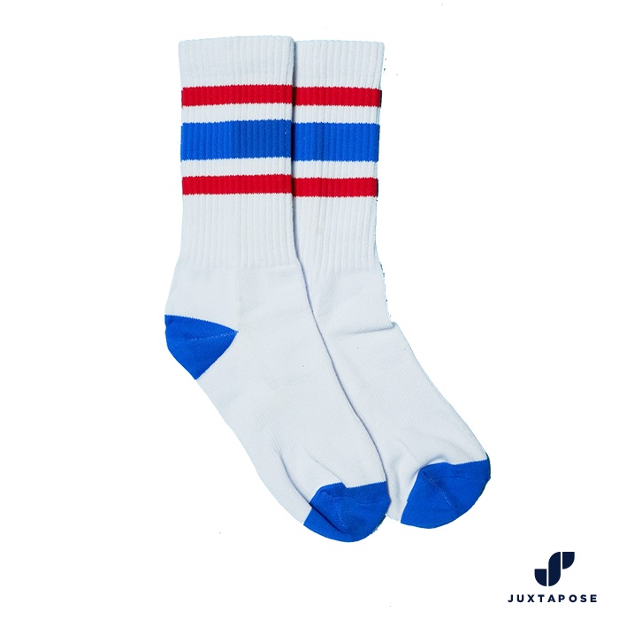 Kaos Kaki Motif Stripe Oldschool Garis Valor - Skate Socks Kaos Kaki Panjang Pria Wanita - Juxtapose