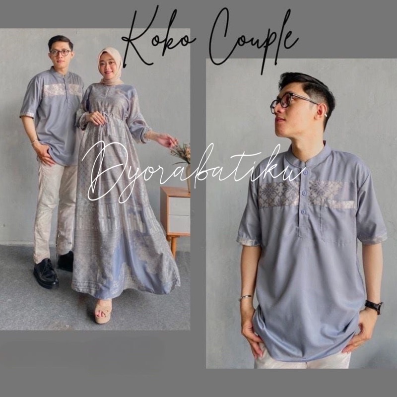 Gamis Couple Maxmara Laudia Kombinasi Polos M/L/XL/XXL Hem Pria Couple Raya Muslim