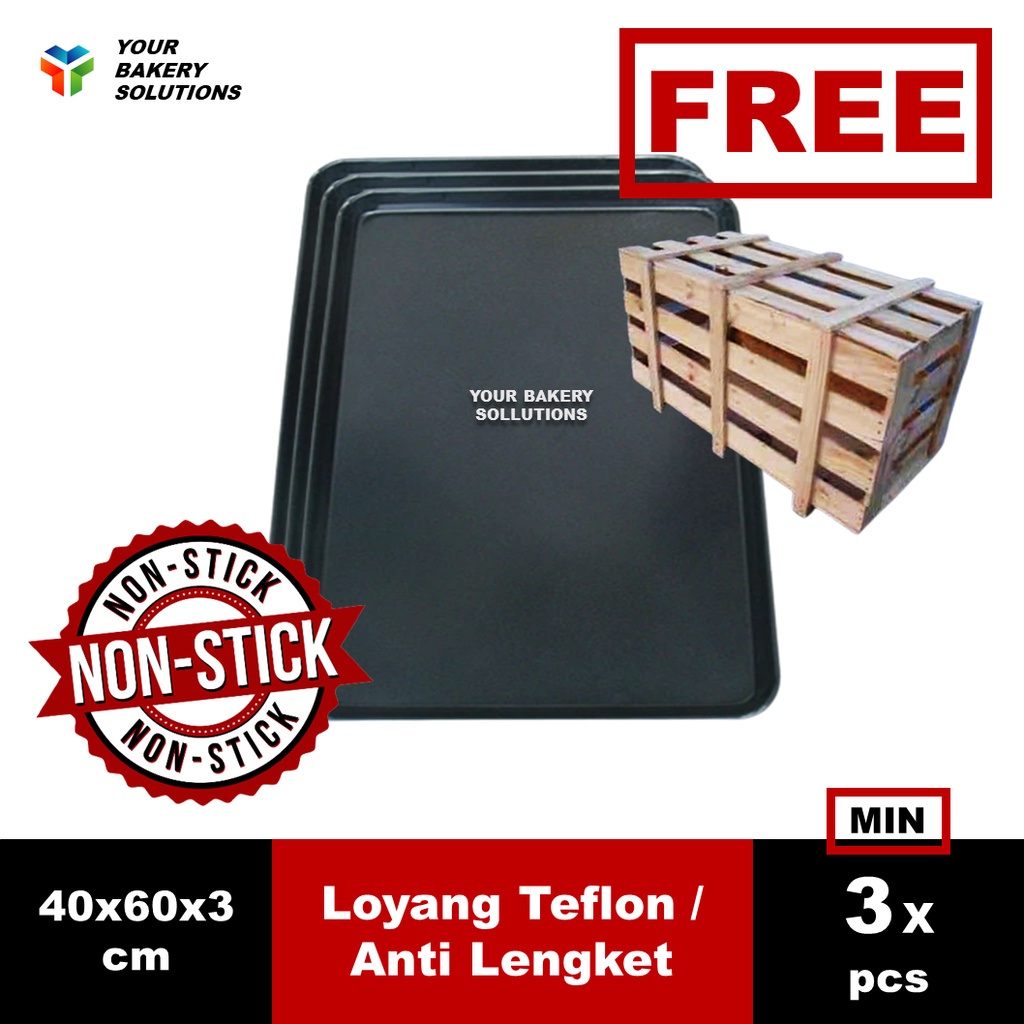 Loyang Teflon 40x60 cm Press Tray Anti Lengket Premium - Non Stick Kue Roti