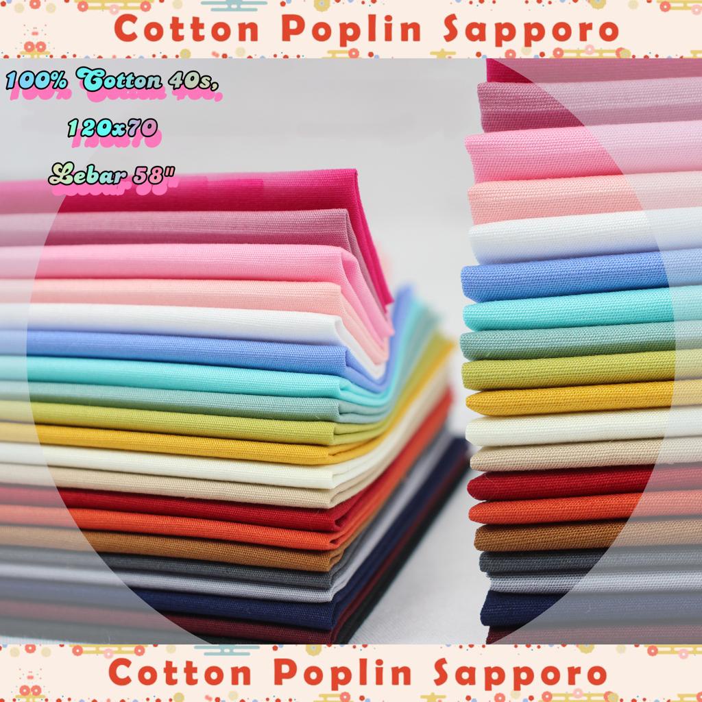 Bahan multi Kain 100% Katun cotton poplin SAPPORO popline Jepang Meteran dan Grosir Harga Pabrik