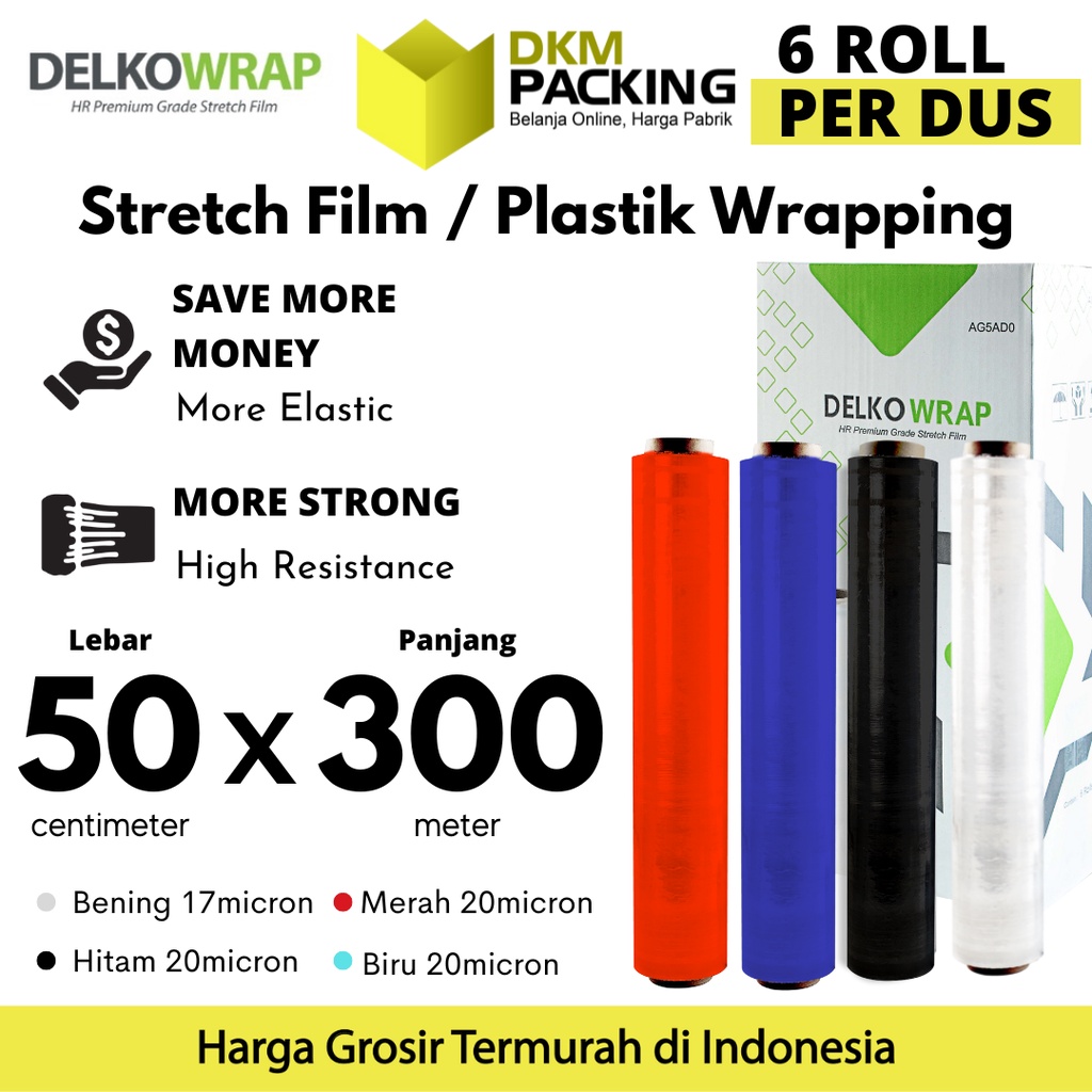 

Plastik Wraping Stretch Film 50cm x 300m DELKOWRAP TEBAL KARGO / DUS