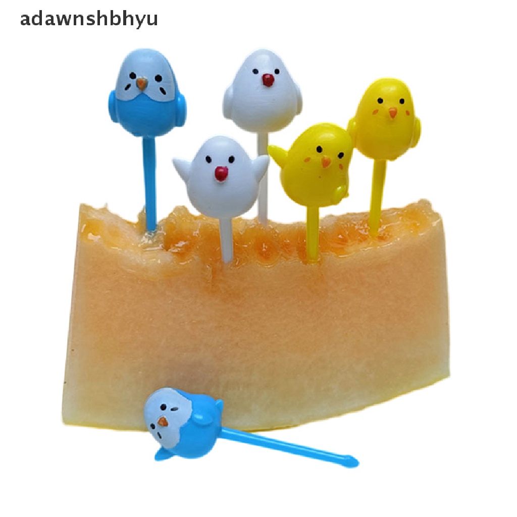 Adawnshbhyu 6pcs /set Lucu Kartun Chick Garpu Buah Anak Snack Dessert Picks Tookpick ID