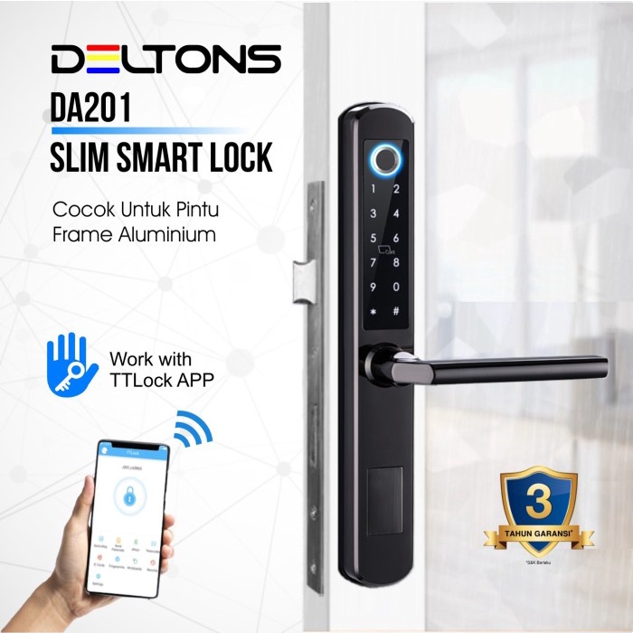 Slim Smart Door Lock Aluminium Smart Lock Door Finger Card Password