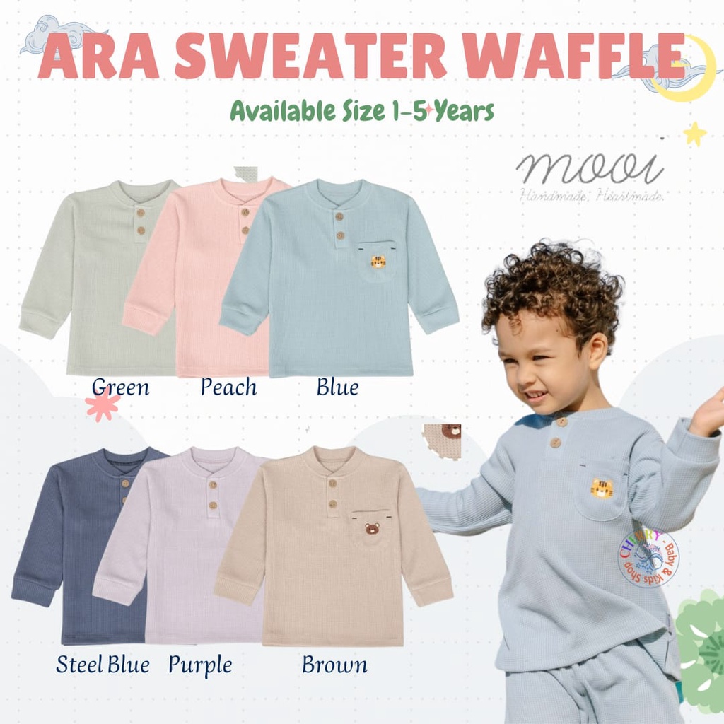 Mooi Ara Waffle Pocket 1-5 Tahun Sweater Ara Waffle Pocket Anak Unisex