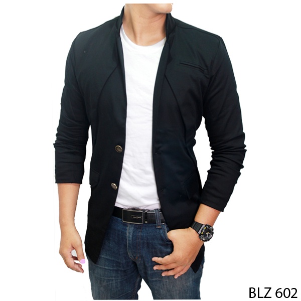 Blazer Slim Fit Pria Korea Katun Hitam – BLZ 605